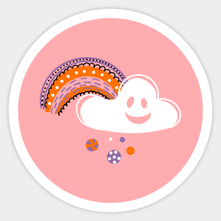 Happy cloud ghost with rainbow Sticker